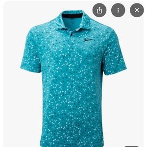 Nike Green and Blue Polo Shirt with Speckled Pattern